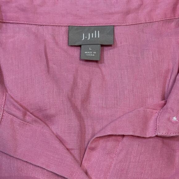 J. Jill Linen Large Rose Petal Pink Lightweight Button Down Long Sleeve Shirt - Picture 2 of 5